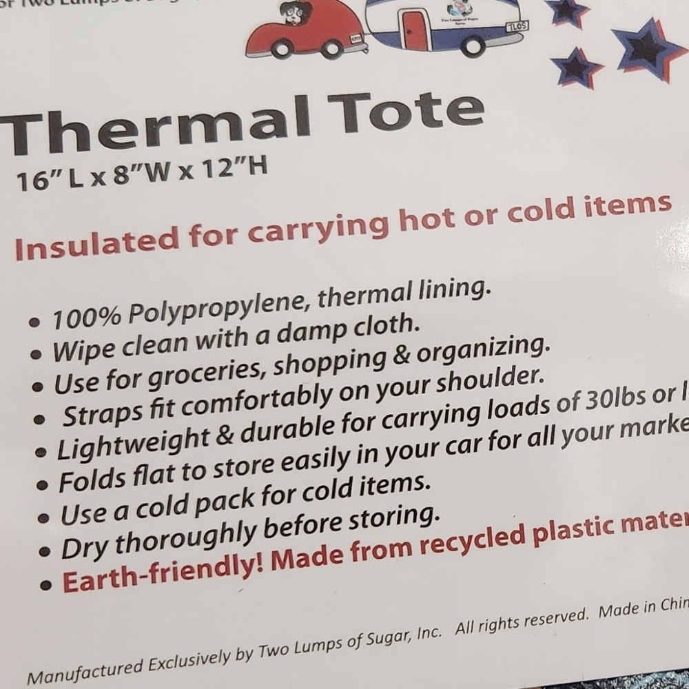 Happy Shopper Thermal Liner Hot/Cold Zip Tote With Paw Polka Dot Designs NWT - Picture 8 of 8